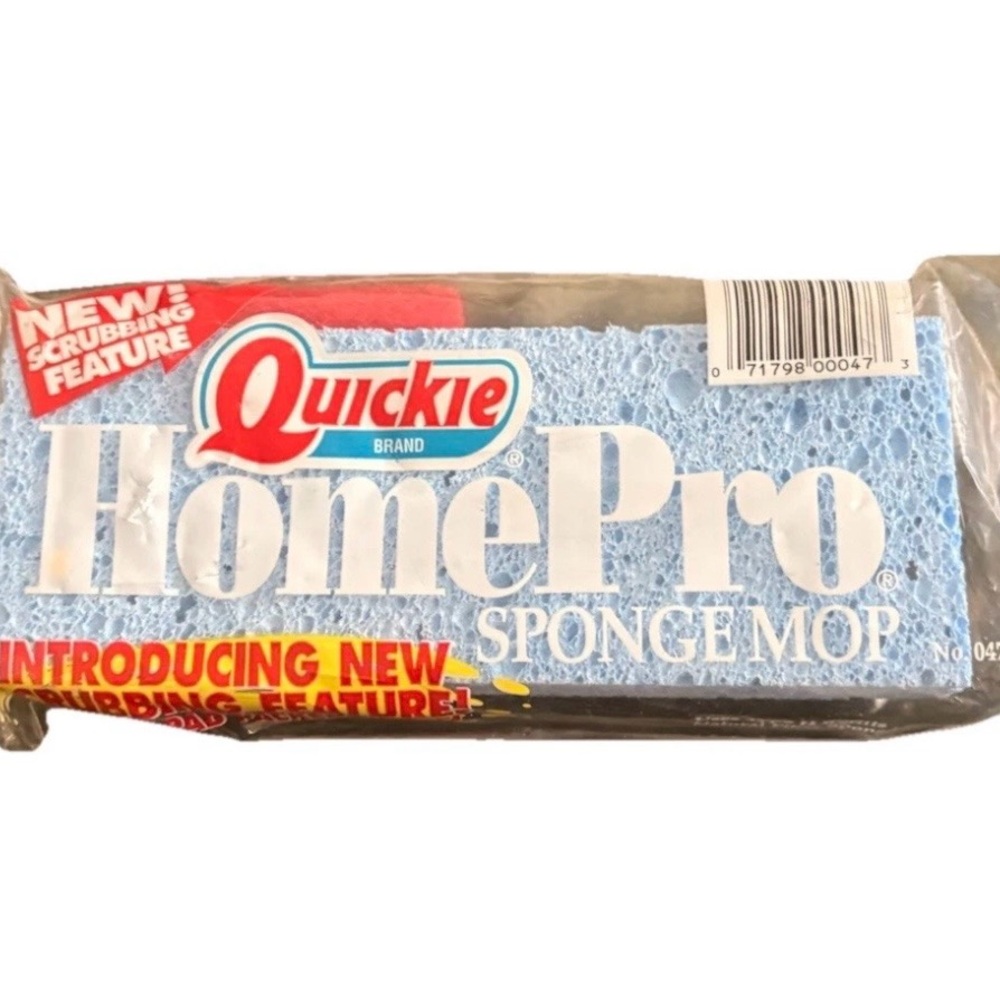 Quickie HomePro Sponge Mop Type H Refill Replacement Blue w Scrubber NEW Sealed